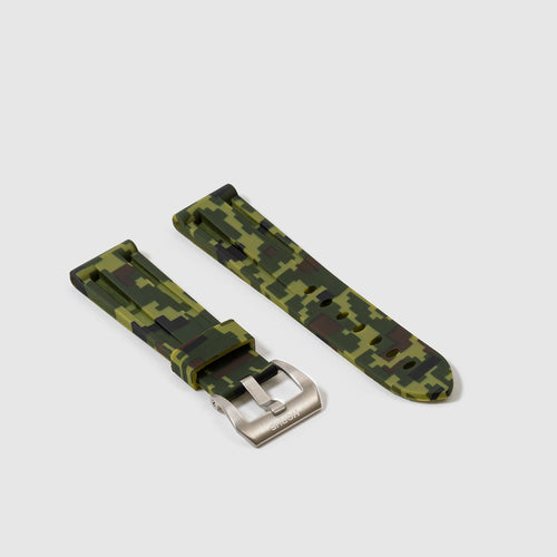 22mm Lug Width Rubber Strap - Green Digi Camo