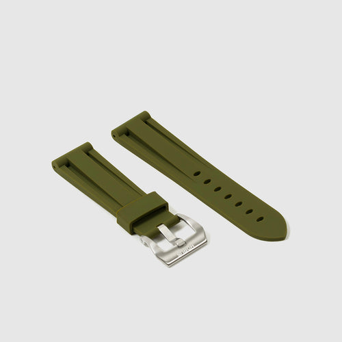 22mm Lug Width Rubber Strap - Olive Green