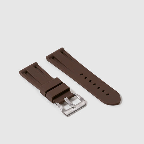 24mm Lug Width Rubber Strap - Espresso Brown