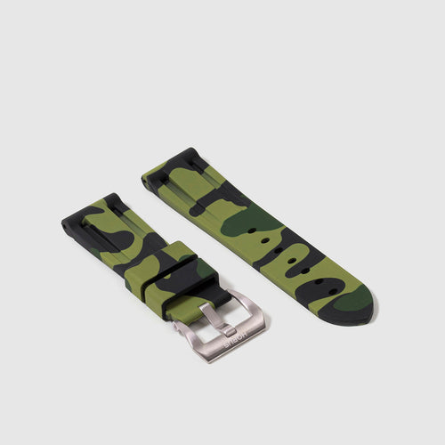 24mm Lug Width Rubber Strap - Green Camo