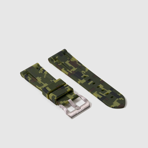 24mm Lug Width Rubber Strap - Green Digi Camo