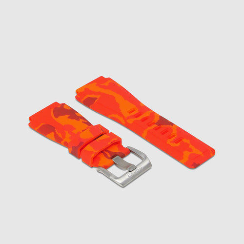 Rubber Strap for Bell & Ross BR-01 - Orange Camo