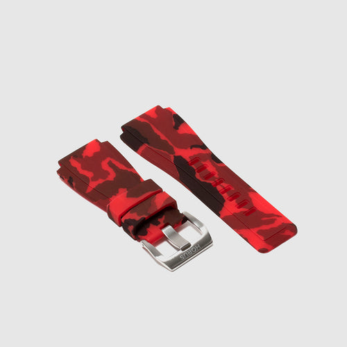 Rubber Strap for Bell & Ross BR-01 - Red Camo