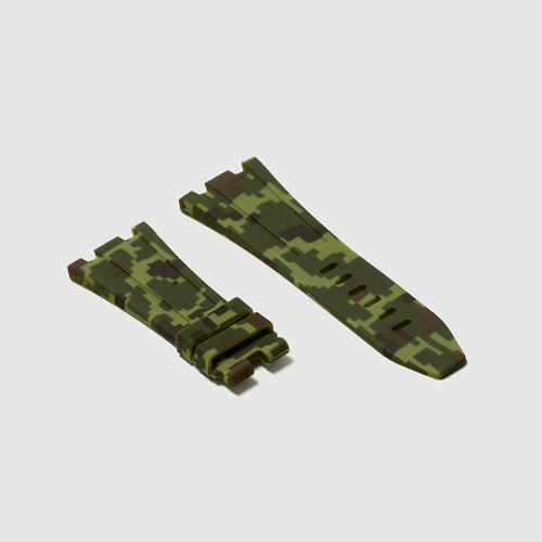 Rubber Strap for Audemars Piguet 42mm Royal Oak Offshore (Tang Buckle) - Green Digi Camo