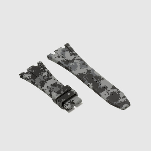 Rubber Strap for Audemars Piguet 42mm Royal Oak Offshore (Deployant Clasp) - Graphite Digi Camo