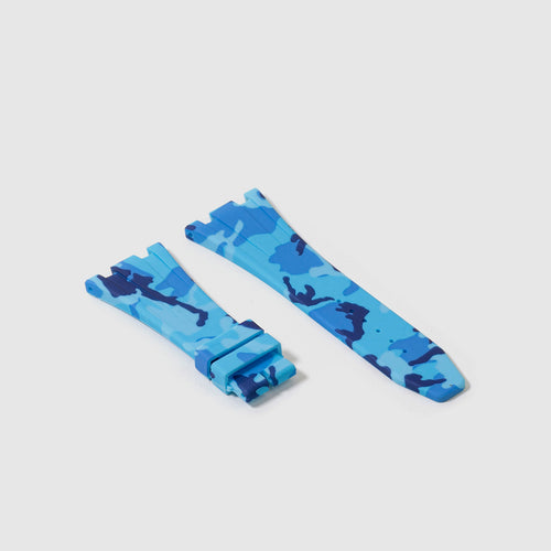 Rubber Strap for Audemars Piguet 42mm Royal Oak Offshore (Deployant Clasp) - Miami Blue Camo